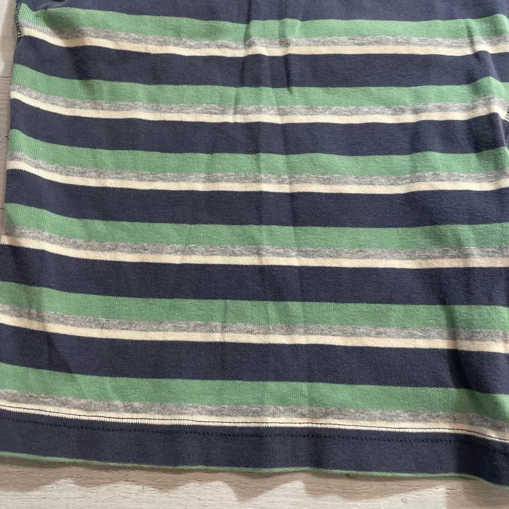 Hanna Andersson short sleeve green blue stripe pajama top 120 6/7‎